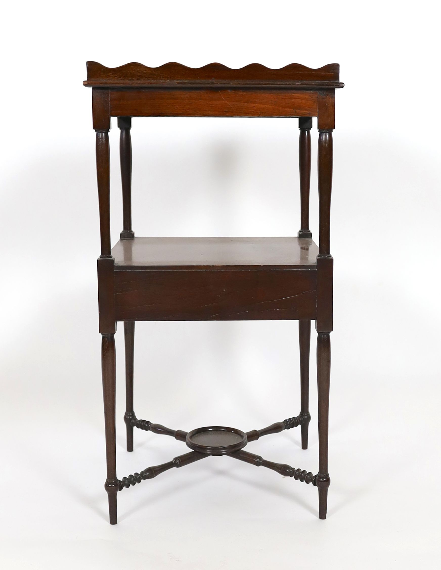 A George III and later mahogany two tier wash stand, width 43cm depth 43cm height 82cm